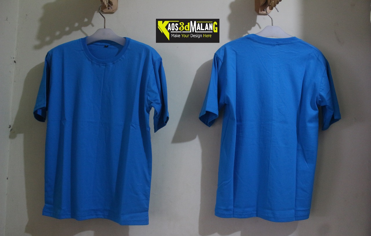 KAOS POLOS  BIRU  TURKIS KAOS 3D MALANG