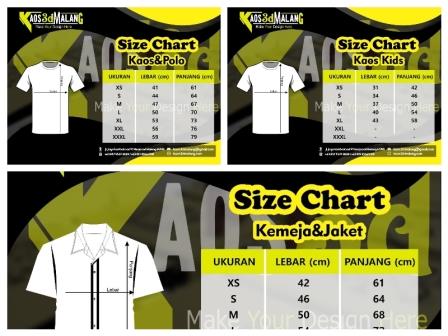 Mengenal Ukuran Size Chart Kaos dan Polo, Kaos Kids, Kemeja dan Jaket 2