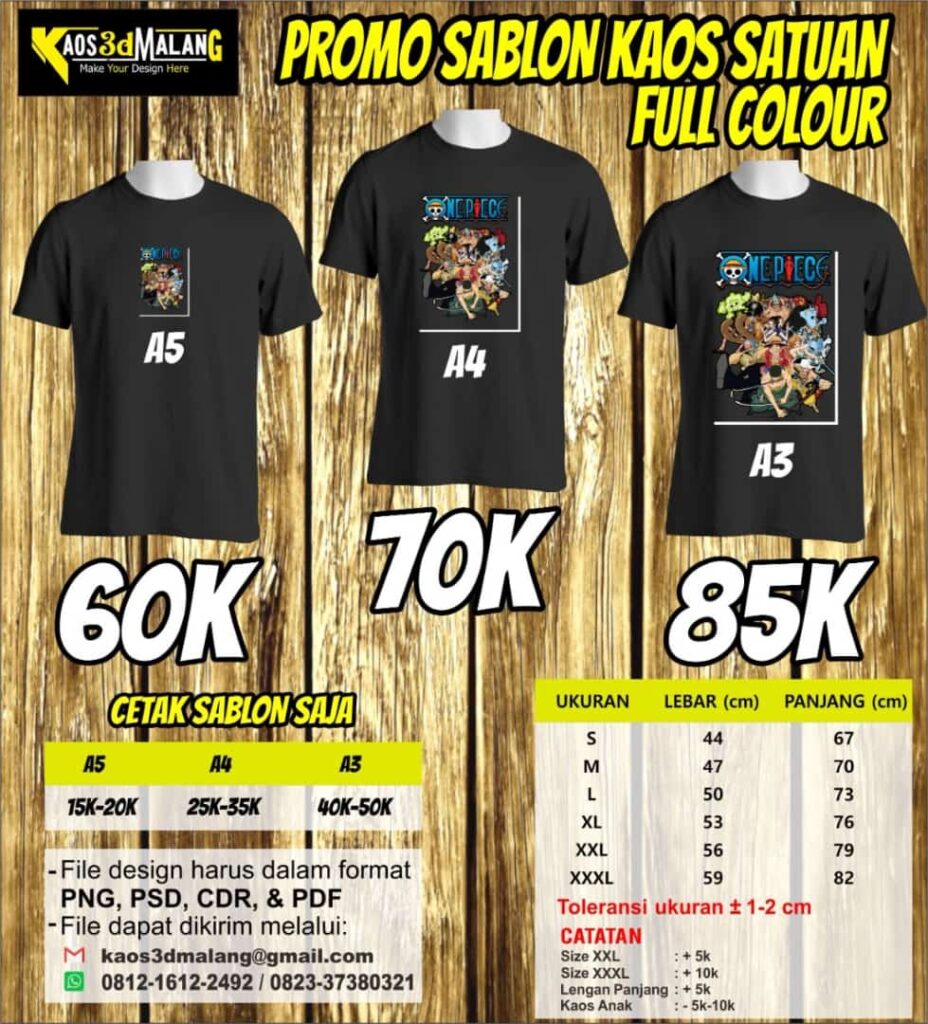 Promo Sablon Kaos Satuan Full Color - Kota Malang